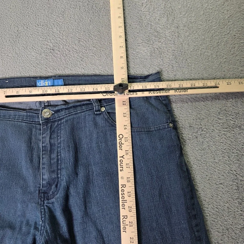 DKIN Womens 18W Denim Bermuda Shorts Blue Stretch Mid Rise Button Flap Pockets